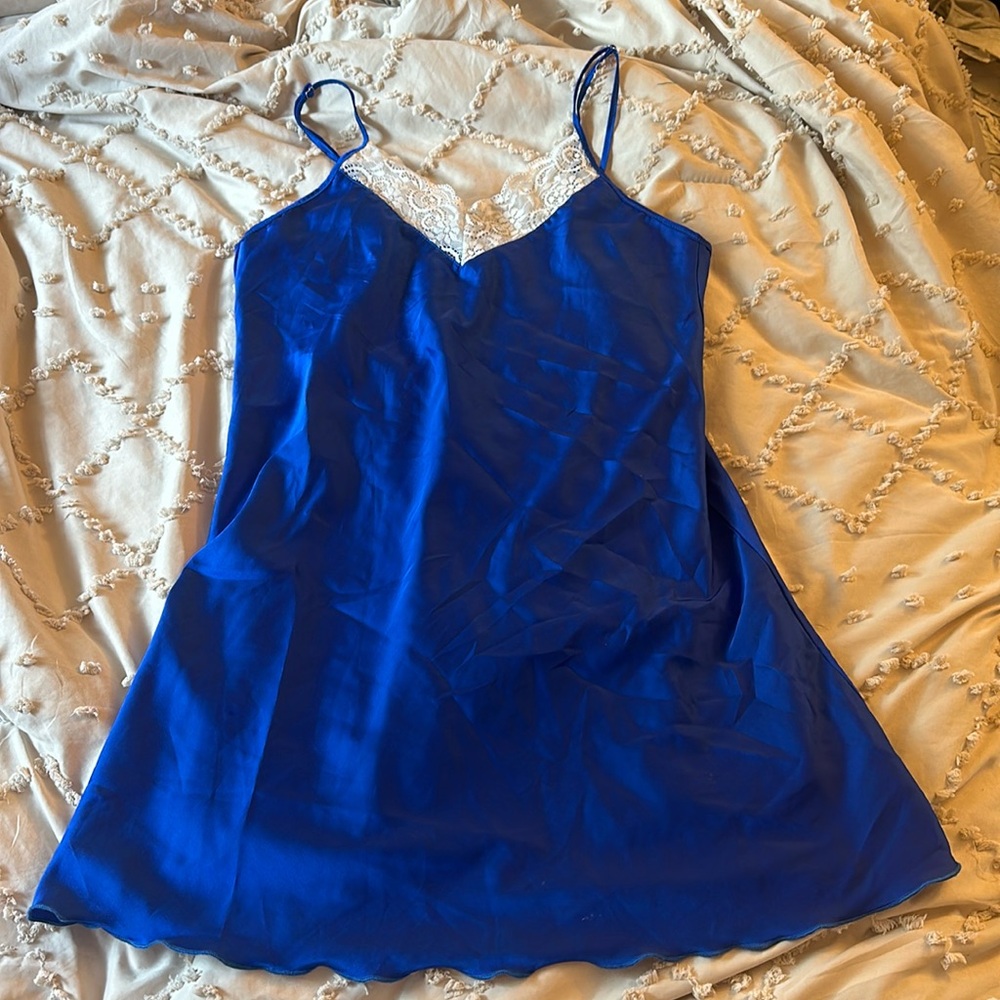 Ekouaer Royal Blue Slip Dress, Size Small
